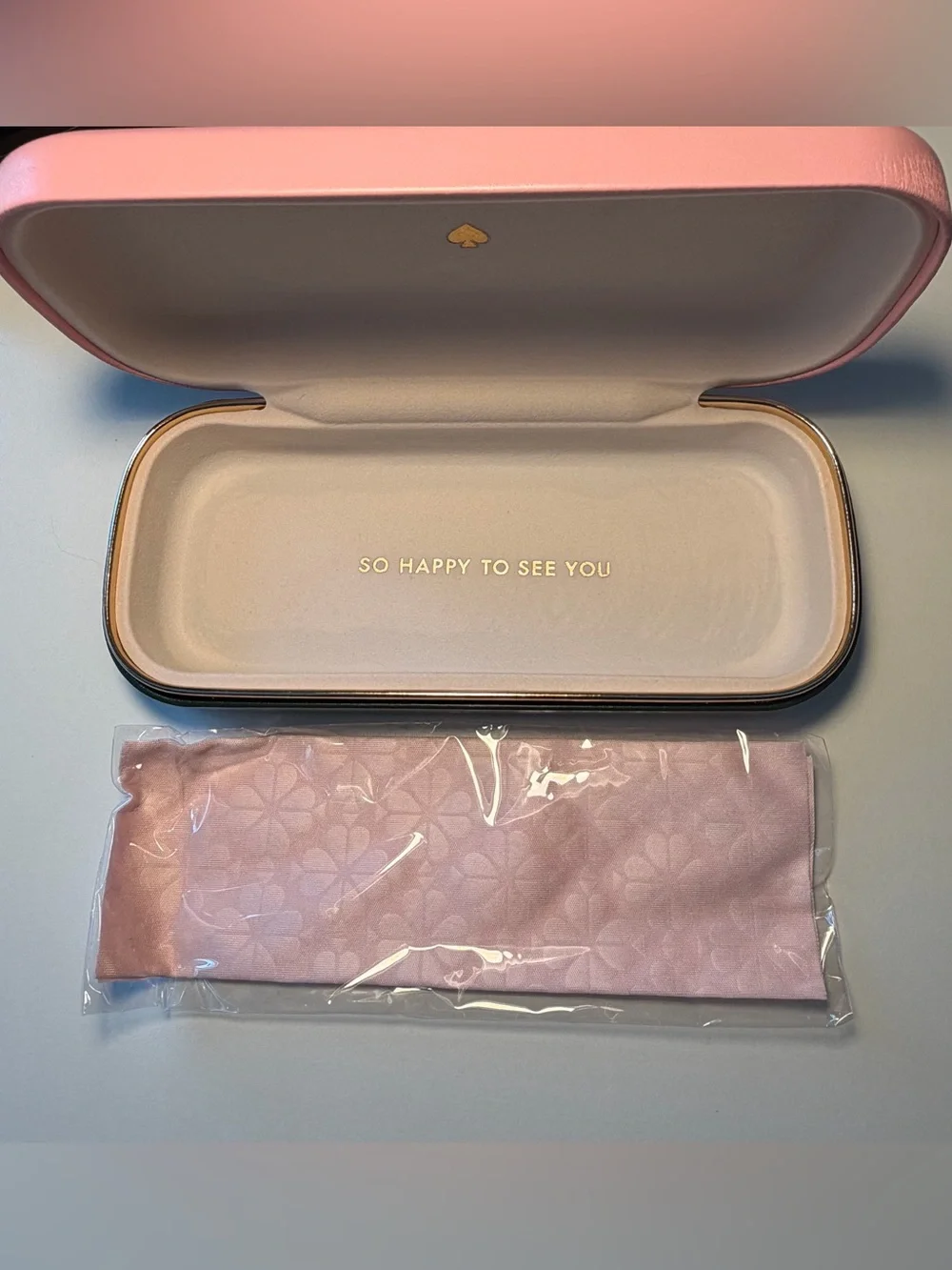 Kate Spade pink & green eyewear hard case w/ matching cleaning cloth